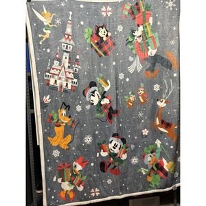 Disney Parks Christmas Mickey & Friends Reversible Fleece Throw Blanket